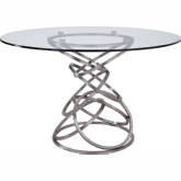 Wendy 48" Dining Table in Brushed Stainless Steel & Glass