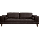 Wynne Sofa in Brown Leather on Brown Wood Legs