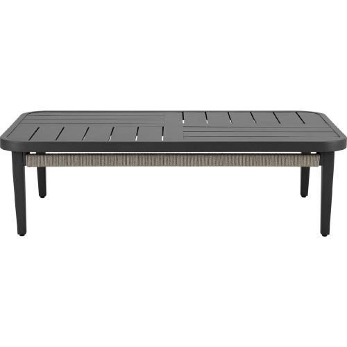 Zella Coffee Table in Aluminum, Charcoal Finish & Light Gray Rope