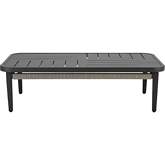 Zella Coffee Table in Aluminum, Charcoal Finish & Light Gray Rope