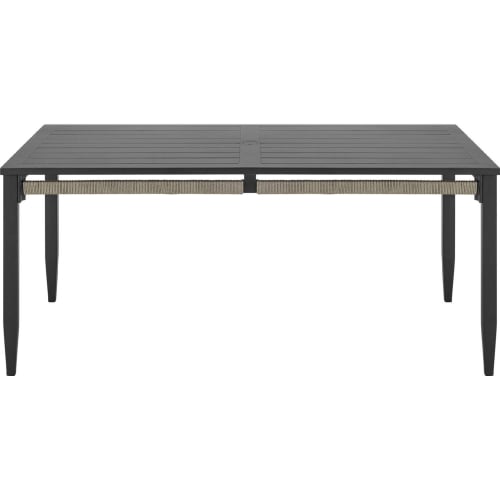 Zella Outdoor 66" Dining Table in Aluminum, Charcoal Finish & Light Gray Rope