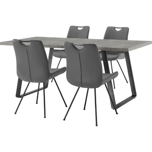 Coronado 5 PC Dining Set in Concrete Laminate & Grey Leatherette