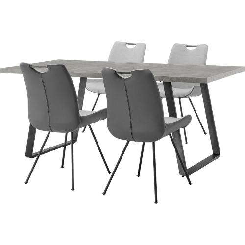 Coronado 5 PC Dining Set in Concrete Laminate & Pewter Leatherette