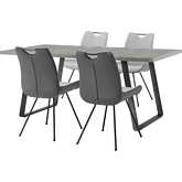 Coronado 5 PC Dining Set in Concrete Laminate & Pewter Leatherette