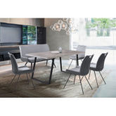 Coronado 6 Piece Dining Set in Grey Wood, Metal & Grey Leatherette