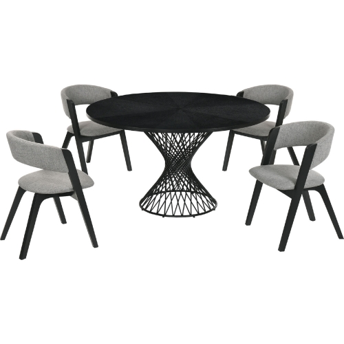 Cirque Rowan 5 Piece Dining Set in Grey, Black Wood & Metal