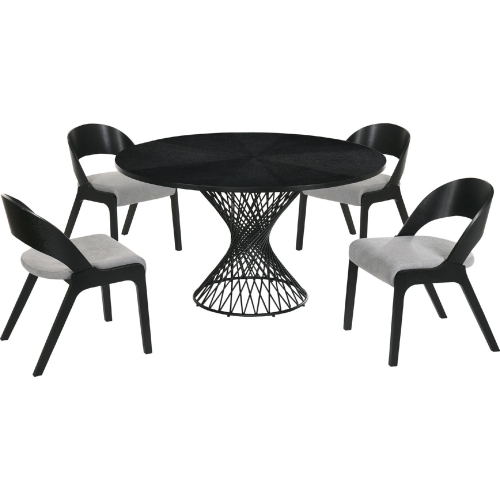 Cirque Polly 5 Piece Dining Set in Grey, Black Wood & Metal