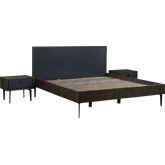 Cross 3 Piece King Bedroom Set in Solid Dark Oak & Metal