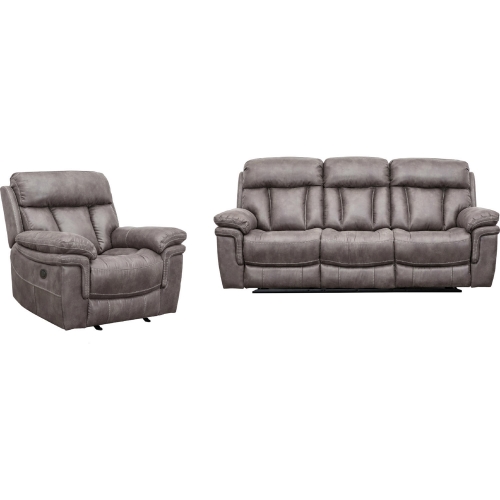 Estelle Power Reclining Sofa & Recliner Set in Gunmetal Grey Fabric