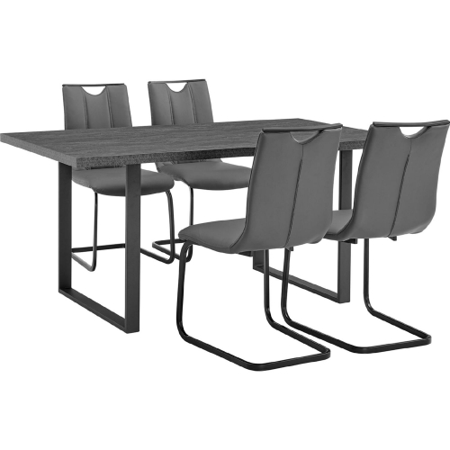 Fenton & Pacific 5 Piece Dining Set in Black, Dark Gray & Gray Fabric