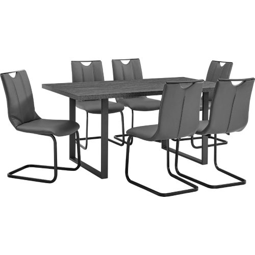 Fenton & Pacific 5 Piece Dining Set in Black, Dark Gray & Gray Fabric