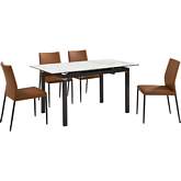 Giana & Kash 5 Piece Dining Set in Gray Sintered Stone, Black & Brown Leatherette