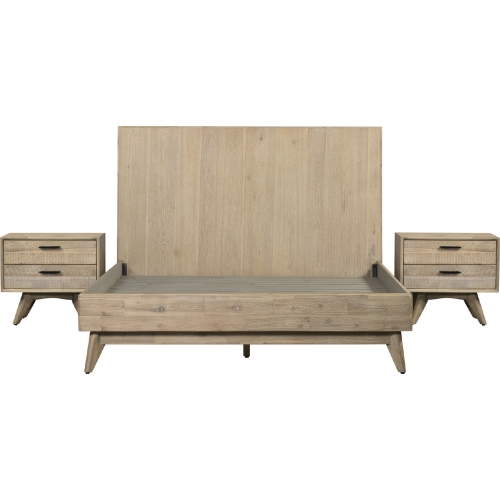 Baly 3 Piece Queen Bed Set in Grey Sandblasted Acacia