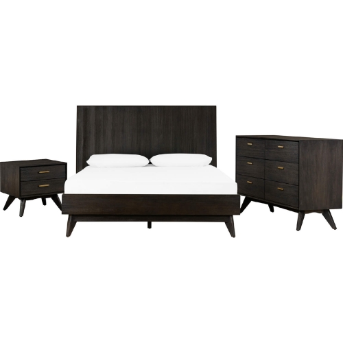 Baly 3 Piece King Bedroom Set in Brushed Brown Gray Acacia