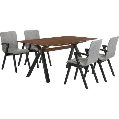 Laredo Varde 5 Piece Dining Set in Grey, Walnut & Black