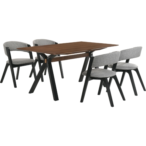 Laredo Rowan 5 Piece Dining Set in Grey, Walnut & Black