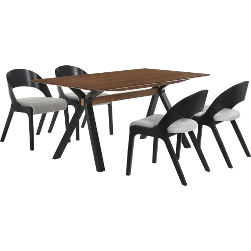 Laredo Polly 5 Piece Dining Set in Grey, Walnut & Black