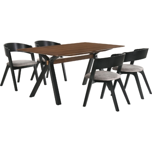 Laredo Jackie 5 Piece Dining Set in Brown, Walnut & Black