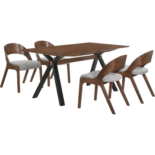 Laredo Polly 5 Piece Dining Set in Grey, Walnut & Black