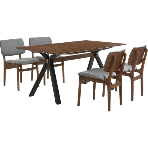 Laredo Lima 5 Piece Dining Set in Grey, Walnut & Black