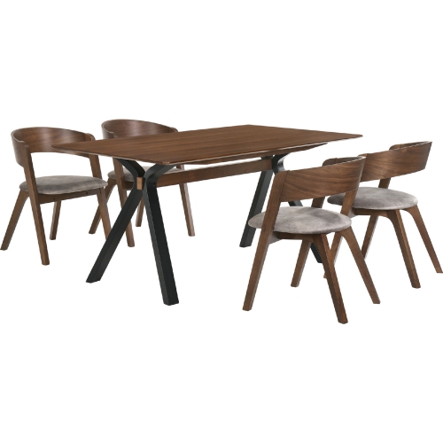 Laredo Jackie 5 Piece Dining Set in Brown, Walnut & Black