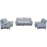 Lizette Power Reclining 3 Piece Sofa Set with USB in Dove Gray Leather