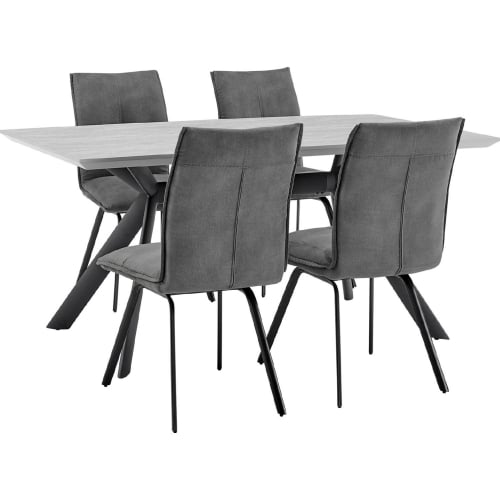 Margot & Rylee 5 Piece Dining Set in Black, Light Gray & Gray Fabric