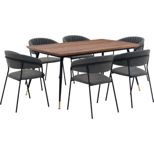 Messina & Nara Grey Leatherette 7 Piece Dining Set