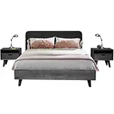 Mohave 3 Piece King Bedroom Set in Gray Acacia & Black Fabric