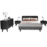 Mohave 4 Piece Queen Bedroom Set in Gray Acacia & Black Fabric