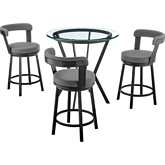 Naomi & Bryant 4 Piece Counter Dining Set in Grey Leatherette & Black