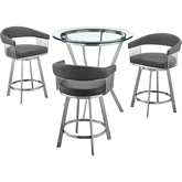 Naomi & Chelsea 4 PC Counter Dining Set in Grey Leatherette & Steel