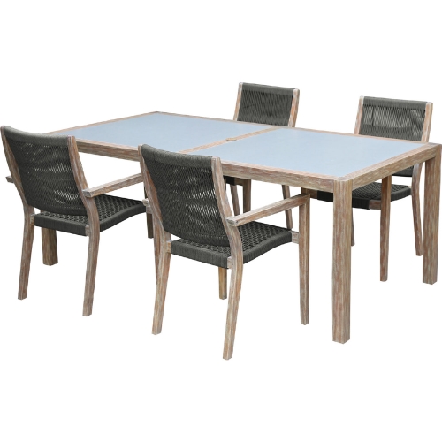 Sienna & Madsen 5 Piece Outdoor Dining Set in Eucalyptus & Stone