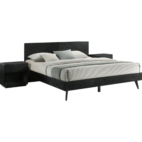 Petra 3 Piece King Bedroom Set in Black Finish Wood