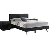 Petra 3 Piece Queen Bedroom Set in Black Finish Wood