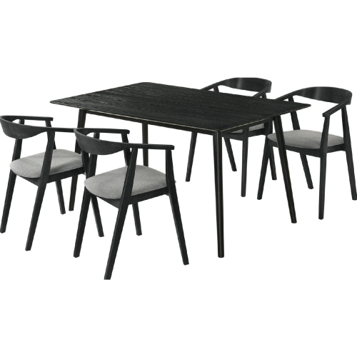 Westmont & Santana 5 Piece Dining Set in Black Finish Wood & Charcoal Gray Fabric