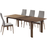 Treviso & Parker 5 Piece Dining Set in Walnut Finish & Gray Fabric