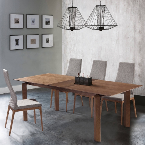 Treviso & Parker 5 Piece Dining Set in Walnut Finish & Gray Fabric