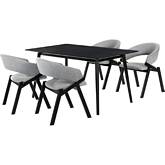 Westmont & Talulah 5 Piece Dining Set in Gray Fabric & Black Wood