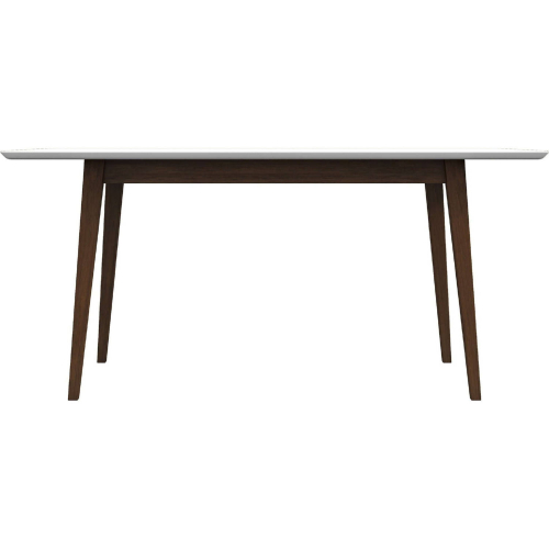 Mary 47" Dining Table in White & Walnut Finish Wood