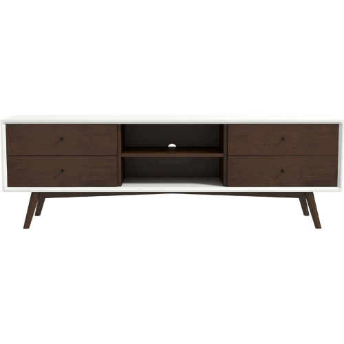 Caroline 71" TV Stand in Walnut & White Finish Wood