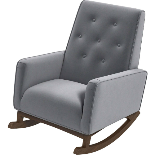 Demetrius Rocking Chair in Tufted Light Grey Fabric & Wood