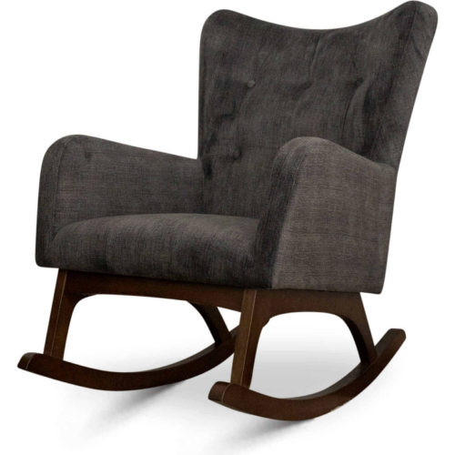 Alistair Rocking Chair in Tufted Grey Fabric & Wood