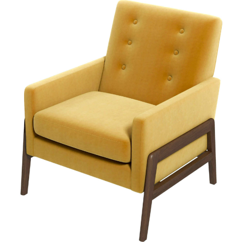 Cole Accent Lounge Chair in Dark Yellow Velvet & Wood