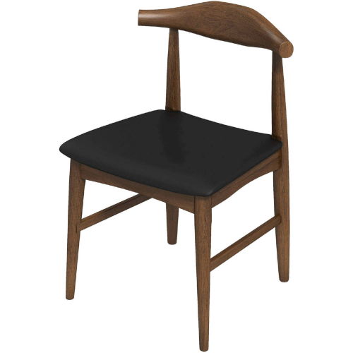 Destiny Dining Chair in Black Leatherette & Wood (Set of 2)