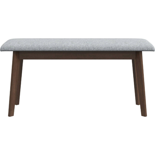 Carlos 36" Dining Bench in Wood & Grey Fabric