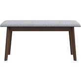 Carlos 36" Dining Bench in Wood & Grey Fabric