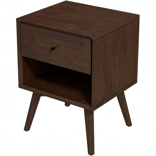 Caroline 1 Drawer Nightstand in Walnut Finish Wood