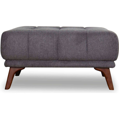 Addison Square Ottoman in Tufted Dark Grey Linen & Wood