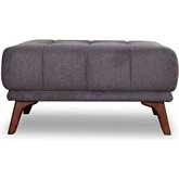 Addison Square Ottoman in Tufted Dark Grey Linen & Wood